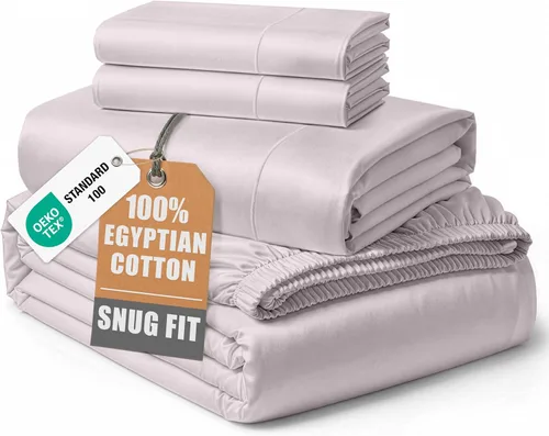 Vista 297 de LANE LINEN - Sábanas individual 100% algodón egipcio suave, cómodo y grueso de calidad de hotel, costuras reforzadas totalmente elásticas, sin