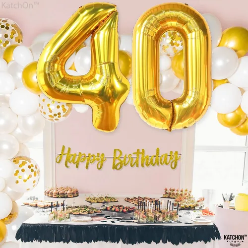 Vista 7 de KatchOn Globos negros de aluminio con el número 40 para decoración
