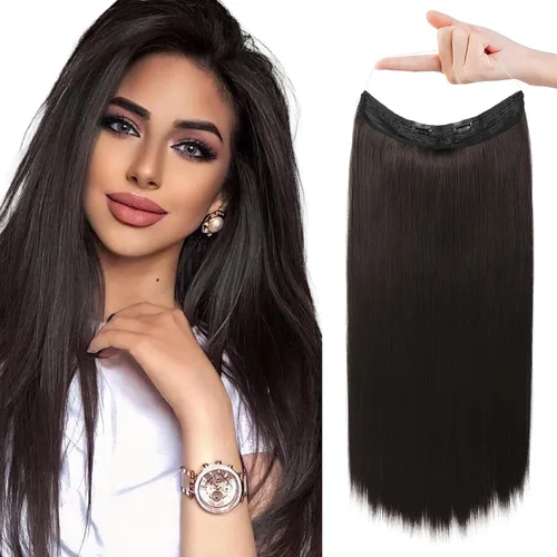 Vista 50 de REECHO - Extensiones de cabello con alambre transparente invisible, tamaño ajustable, broches de seguridad extraíbles en la extensión secreta recta