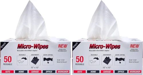 Vista 9 de Eurow Paños de limpieza y secado de microfibra de 200 GSM con caja dispensadora, reutilizables, sin rayas, sin arañazos, ultra absorbentes, sin
