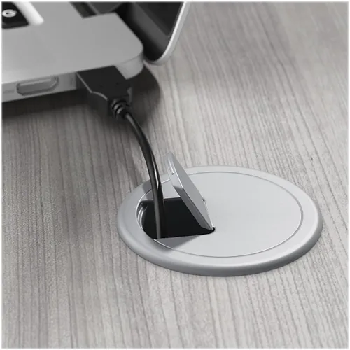 Vista 5 de Bush Business Furniture HYD148PG - Escritorio híbrido para computadora de 48 pulgadas, color gris platino