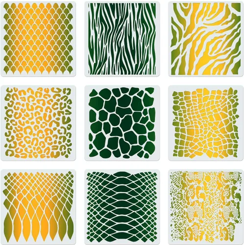 9 plantillas de galletas con estampado animal para pintura de pasteles, plantilla de aerógrafo con estampado de animales de safari, incluye piel de