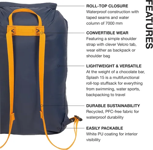 Vista 3 de Exped Mochila Splash - Bolsa impermeable con tapa enrollable, marino, Mochilas Daypack
