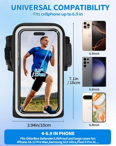 Vista 3 de Soporte de teléfono para correr, soporte de teléfono de mano con ranura para tarjeta para iPhone 16/15/13/12/Pro/Pro Max/X, para correr, trotar
