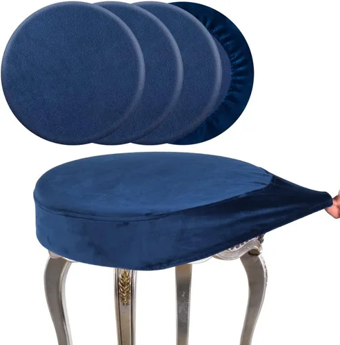Vista 9 de SINOSSO Juego de 4 fundas redondas para banco de tocador, diámetro (13 a 15.5 pulgadas), terciopelo súper suave, elástico, lavable, protector