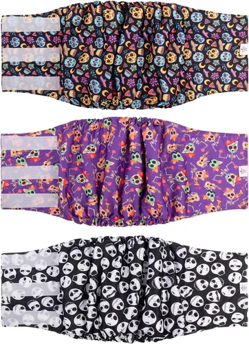 Vista 47 de CuteBone - Pañales lavables para perro macho, banda abdominal, paquete de 3 unidades, color negro, modelo DM54XS