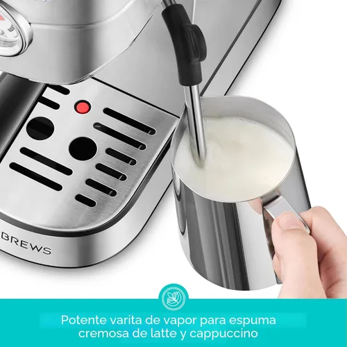 Vista 3 de Máquina de expreso de 20 bares, cafetera de café espresso profesional con varita espumadora de leche, máquina de café espresso compacta con aspecto