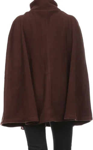 Vista 5 de LL - Poncho de capa para mujer con botones frontales abiertos y forro polar suave para otoño e invierno