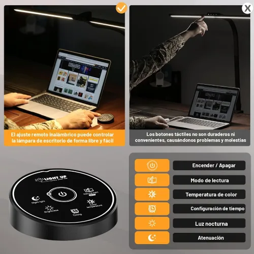 Vista 6 de Pzloz Lámpara de escritorio LED para oficina en casa - Lámpara de arquitecto para cuidar los ojos con abrazadera, luz inteligente de trabajo