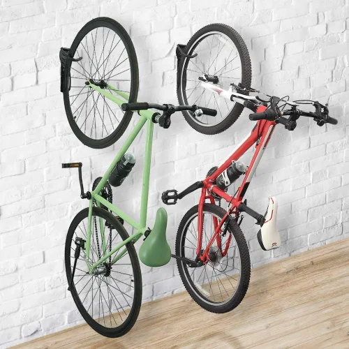 Vista 7 de Wallmaster Estante de almacenamiento para bicicletas para garaje, colgador de bicicletas de montaje en pared, paquete de 2 ganchos verticales