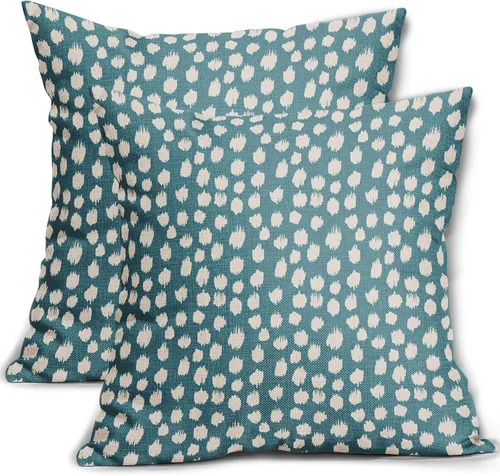 Sweetshow Juego de 2 fundas de almohada de 16 x 16 pulgadas, diseño bohemio, con diseño de lunares, moderno y moderno, para exteriores, decorativas,