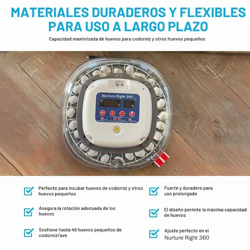 Vista 3 de Bandeja de huevos duradera para incubadora de huevos Nurture Right 360, 48 huevos de codorniz/pájaro