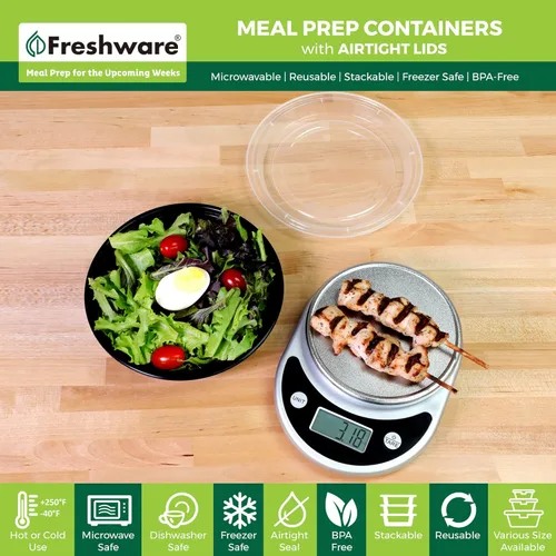 Vista 2 de Freshware Recipientes de preparación de comidas con tapas [paquete de 30] recipientes de almacenamiento de alimentos, caja Bento, sin BPA