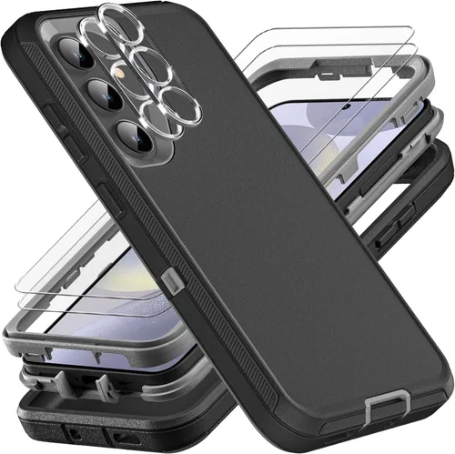 YKHJKLEC Funda para Samsung Galaxy S24 Plus, grado militar 3 en 1, resistente a prueba de golpes, caídas y polvo, con 2 protectores de pantalla de
