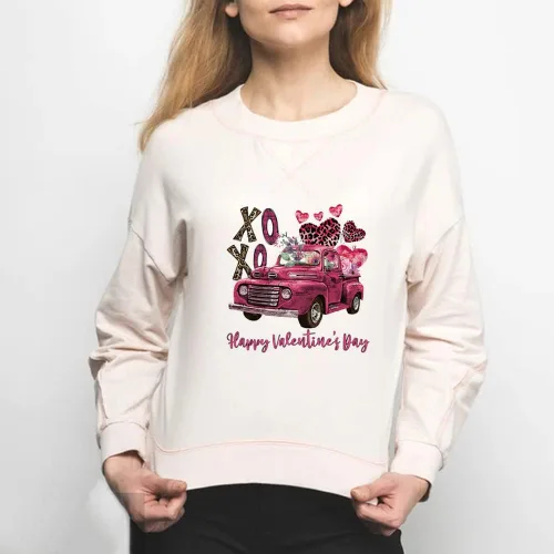 Vista 2 de 3 parches de transferencia termoadhesivos para el día de San Valentín para diseño de ropa, lindo automóvil, corazón, transferencia de calor