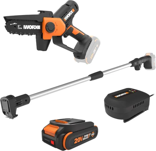 Vista 11 de WORX WG324.9 20V Power Share Sierra de poda inalámbrica de 5 pulgadas, solo herramienta, negro y naranja