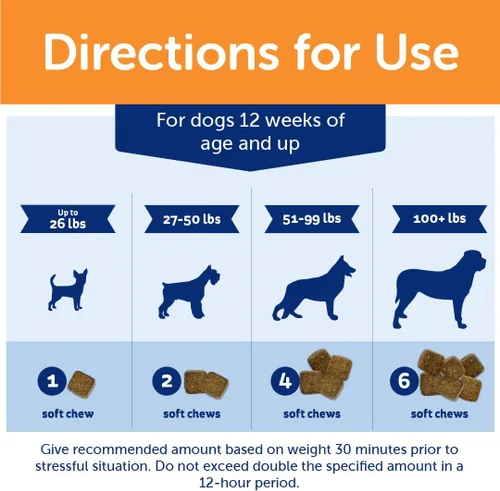 Vista 5 de ThunderBites Masticables calmantes para perros, tiamina, L-triptófano, melatonina y jengibre, pueden ayudar a aliviar el estrés de separación