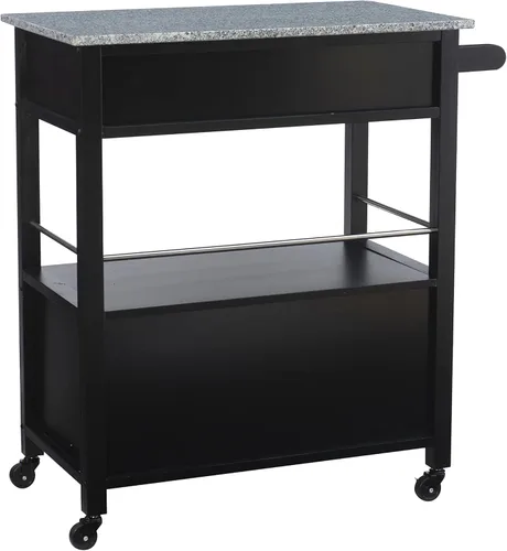 Vista 7 de Linon Cameron Granite Top Carrito de cocina, 36.02 x 24.02 x 17.99 pulgadas, negro