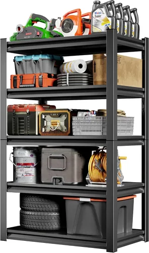 Estantes de almacenamiento de 2500 libras, estantería de garaje de 5 niveles, estantería ajustable y resistente, estante de almacenamiento de metal