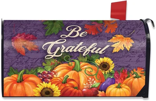 Vista 7 de Briarwood Lane Funda para buzón de otoño Be Grateful