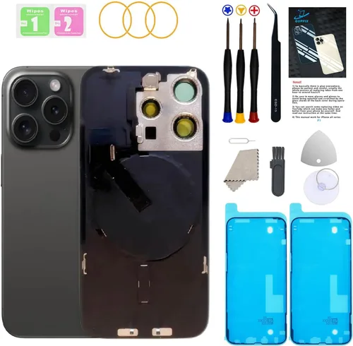 Vista 10 de Reemplazo de cristal trasero para iPhone 13 Pro Max con herramientas de reparación, reemplazo de cubierta trasera de gran agujero para todos