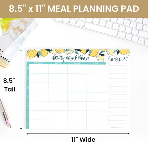 Vista 2 de bloom daily planners - Bloc de notas semanal para planificar las comidas con imanes para el refrigerador, incluye una «Lista de compras
