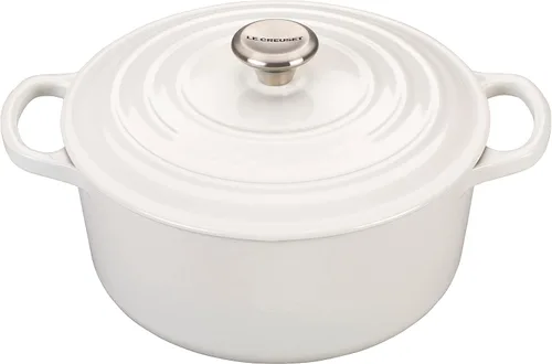 Le Creuset Horno holandés redondo de hierro fundido esmaltado, 3.5 cuartos de galón, blanco