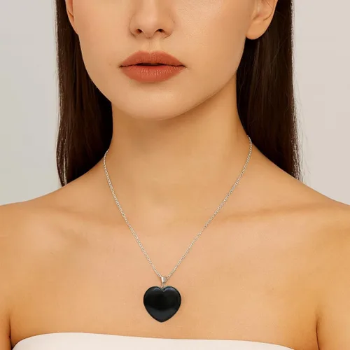 Vista 2 de Gempires Love - Collar con colgante de cristal de corazón para mujer, chapado en plata, cadena ajustable de 18 + 2 pulgadas