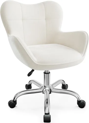 Vista 12 de Silla de tocador con ruedas, bonitas sillas de escritorio de oficina en casa, altura ajustable para sala de estar, dormitorio, pequeña silla