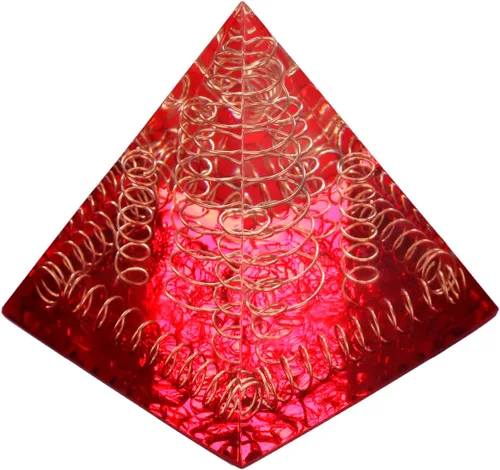 Vista 13 de Rockcloud Healing Crystal Gold Wire Orgone Pyramid Stone Figurine Energy Generator for Meditation Reiki Balancing, Rose Quartz