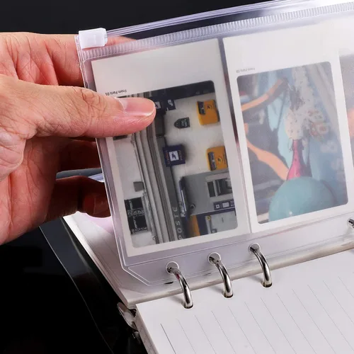 Vista 4 de Paquete de 6 carpetas A6 con 6 agujeros con cremallera, carpetas de plástico con cremallera, impermeables, 6 agujeros, con cremallera, bolsas