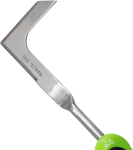 Vista 4 de Jiozermi Herramienta de extracción de malezas de mano, herramienta de acero inoxidable en forma de L para jardín, herramienta de desbrozadora