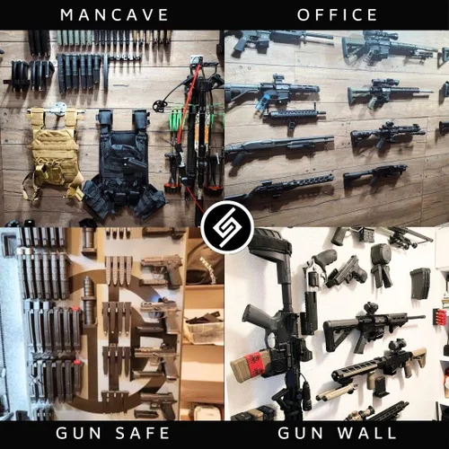 Vista 7 de Spartan Mounts Compatible con pistolas Glock Gancho de montaje para pantalla de pared de pistola Sistema de organización de almacenamiento