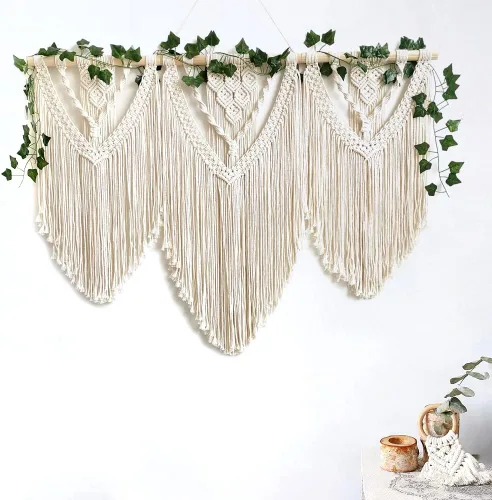 Vista 16 de guzhiou gran tapiz de macramé (Borla con cuentas)