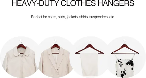 Vista 9 de StorageWorks - Paquete de 20 perchas de madera para abrigos, camisas, chaquetas, pantalones y trajes, color cereza oscuro