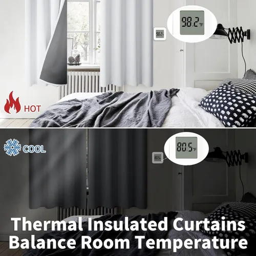 Vista 4 de BGment - Cortinas con aislamiento térmico para habitación, 100% opacas, con forro negro, cortina de doble capa con ojales, reduce el ruido