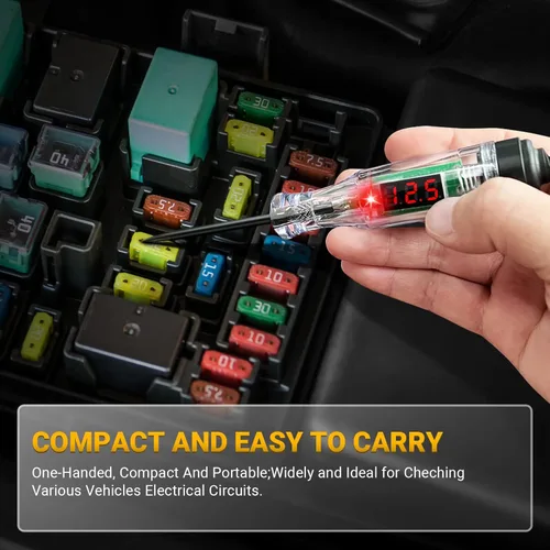 Vista 5 de Probador de Luz Automotriz de Circuito LED Digital de 3-48V, Probador de Luz Automática con Pantalla de Voltaje, Lápiz Probador Eléctrico