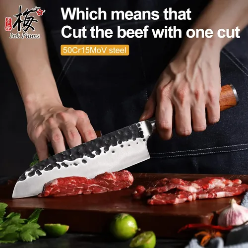 Vista 4 de Juego de cuchillos de cocina de 3 piezas, cuchillo de chef, cuchillo Usuba, cuchillo de pelar, cuchillo profesional de acero inoxidable de alto