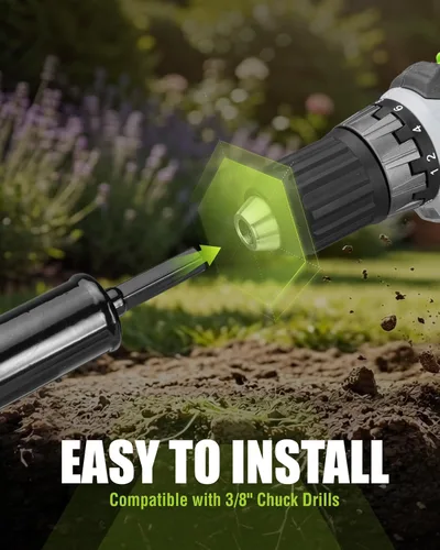 Vista 5 de WORKPRO 2PC Auger Drill Bit Set for Planting – 1.6 x 16 Inch & 3.5 x 16 Inch Garden Auger Bits, Spiral Drill for Digging Bulb Holes, Fence Posts &