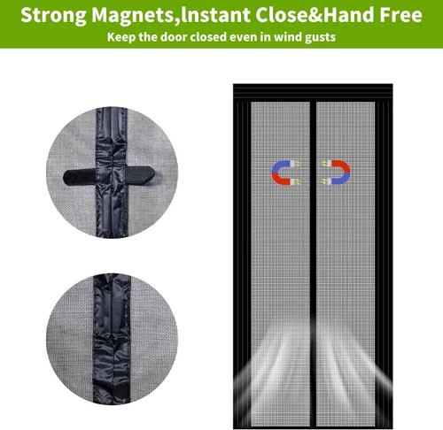 Vista 6 de Puerta magnética ajustable para puertas de 29 a 34 pulgadas de ancho de 79 a 82 pulgadas, puerta de malla de fibra de vidrio autosellada reforzada