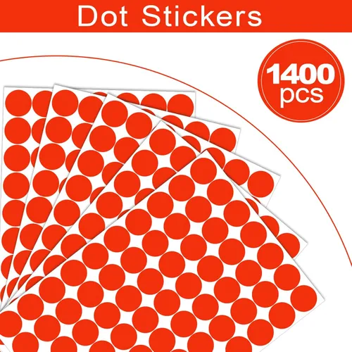 Vista 20 de 1400 PCS calcomanías de lunares azules, etiquetas redondas de codificación, etiquetas de puntos circulares, calcomanías de lunares circulares