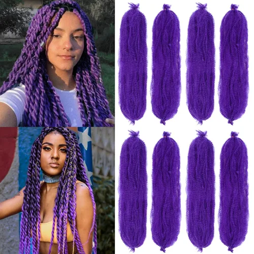 Vista 40 de 8 paquetes de cabello rizado estilo afro elástico Marley Twist, cabello trenzado previamente separado para rastas sintéticas de ganchillo para 1B