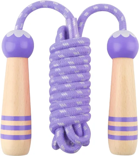 Vista 14 de Cuerda de Saltar para Niños, Lorvain Cuerda de Saltar Ajustable, Cuerdas de Saltar para Niños con Mango de Madera para Niñas y Niños, Cuerdas