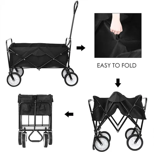 Vista 3 de Kaito TC3015 Carro utilitario plegable para exteriores con ruedas de 8 pulgadas y mango acolchado (negro)