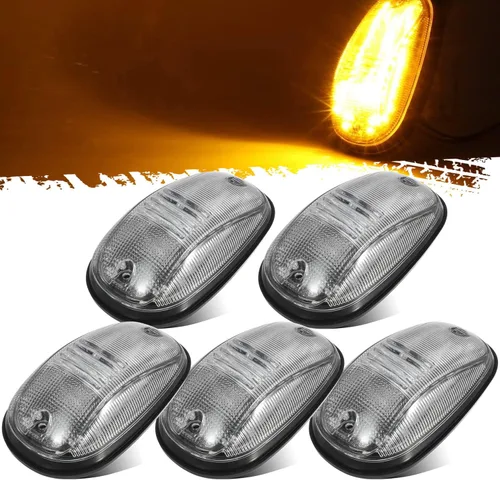Partsam 5 luces de techo de cabina transparente/ámbar 45LED compatibles con Dodge Ram 1500 2500 3500 4500 5500 Pickup 2003 2004 2005 2006 2007 2008