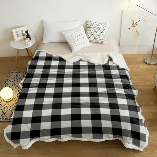 Vista 3 de SEVENBABU Fleece Throw Blanket for Couch - Modern Black and White Buffalo Check Plaid Lightweight Bed Blanket Plush Blanket Fleece Reversible Warm