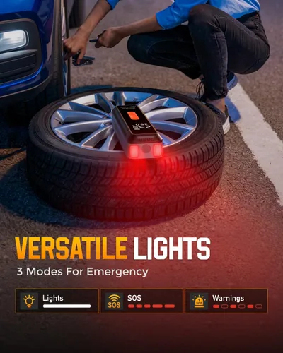 Vista 7 de NEVERLAND Compresor de aire portátil para inflador de neumáticos, con batería de 20000 mAh, bomba de aire de 150 PSI para neumáticos de automóvil