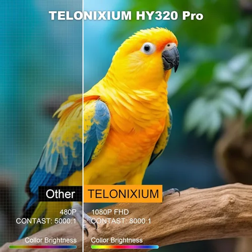 Vista 2 de Mini proyector, proyector portátil nativo 1080P con estuche de transporte, soporte 4K, proyector de películas al aire libre rotatorio de 270°