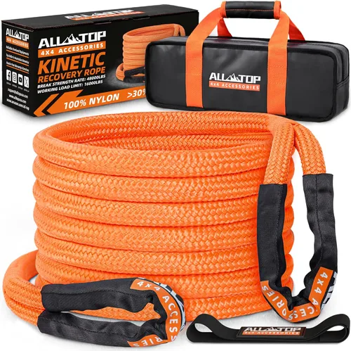 Vista 13 de Kit de recuperación cinética de ALL-TOP con 2 grilletes suaves, 21772 kg, 2.54 cm x 6.1 m, resistencia pesada con +30% de elasticidad, límite