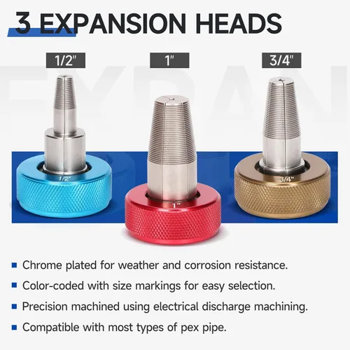 Vista 4 de iCrimp Kit de herramientas de expansión manual con cabezales de expansión de rotación automática, herramienta expansora de mango extensible